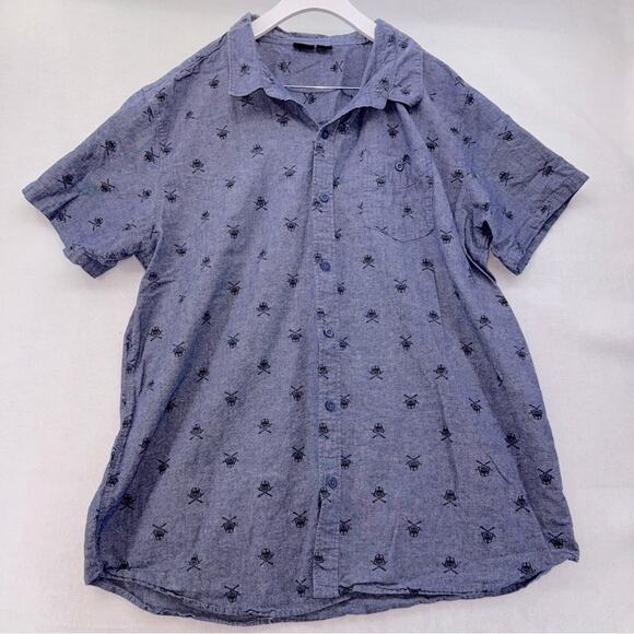 Men’s Star Wars Short Sleeve Button Down Shirt Blue Cotton Darth Vader XXXL - Picture 1 of 5